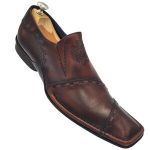 Italy Mark Nason Venue Men's size 9 Dark Brown Leather dress casual loafer shoes